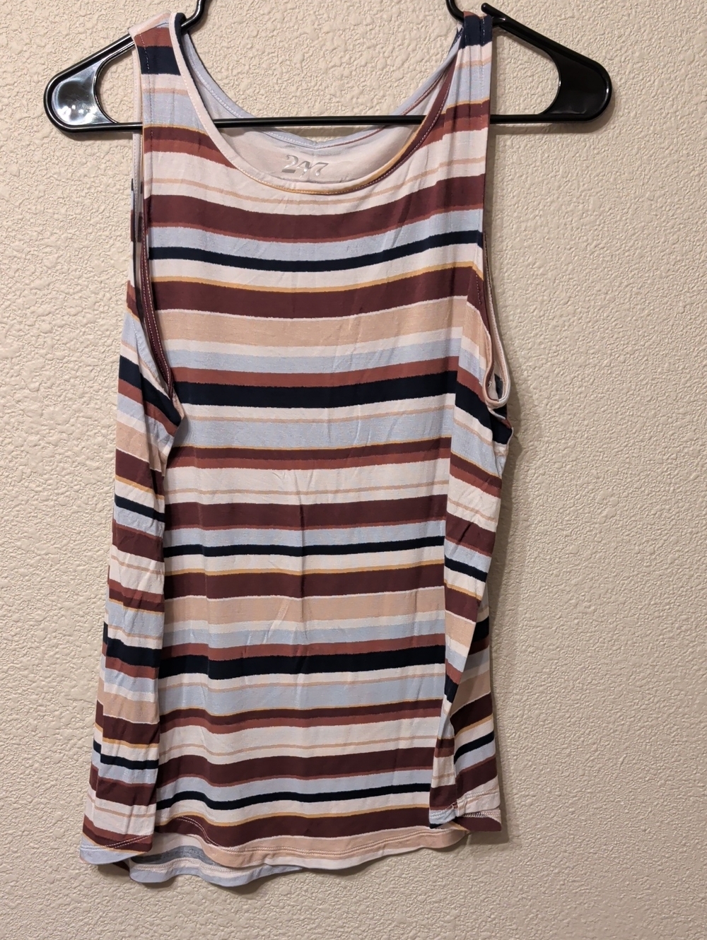 Striped Scoop Neck Tank Top in Rust & Cream